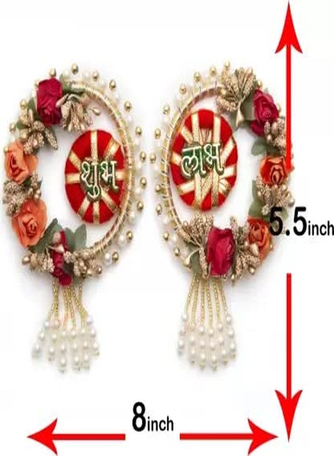 ANISHOP Acrylic Ethnic Handmade Shubh Labh, Indian Art Hanging Wall Plate, Best for Home Decor/Diwali Etc (Handmade) (Pack of 2), Multicolor - Image 2
